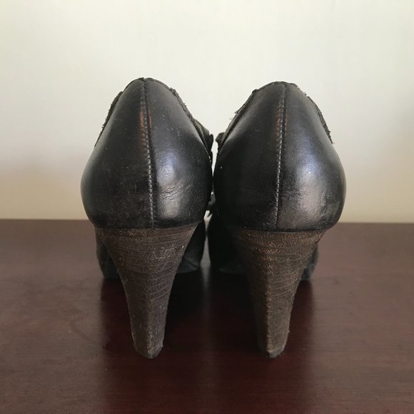 Anthropologie | Miss Albright Black Peep Toe Shoes - Picture 4 of 9